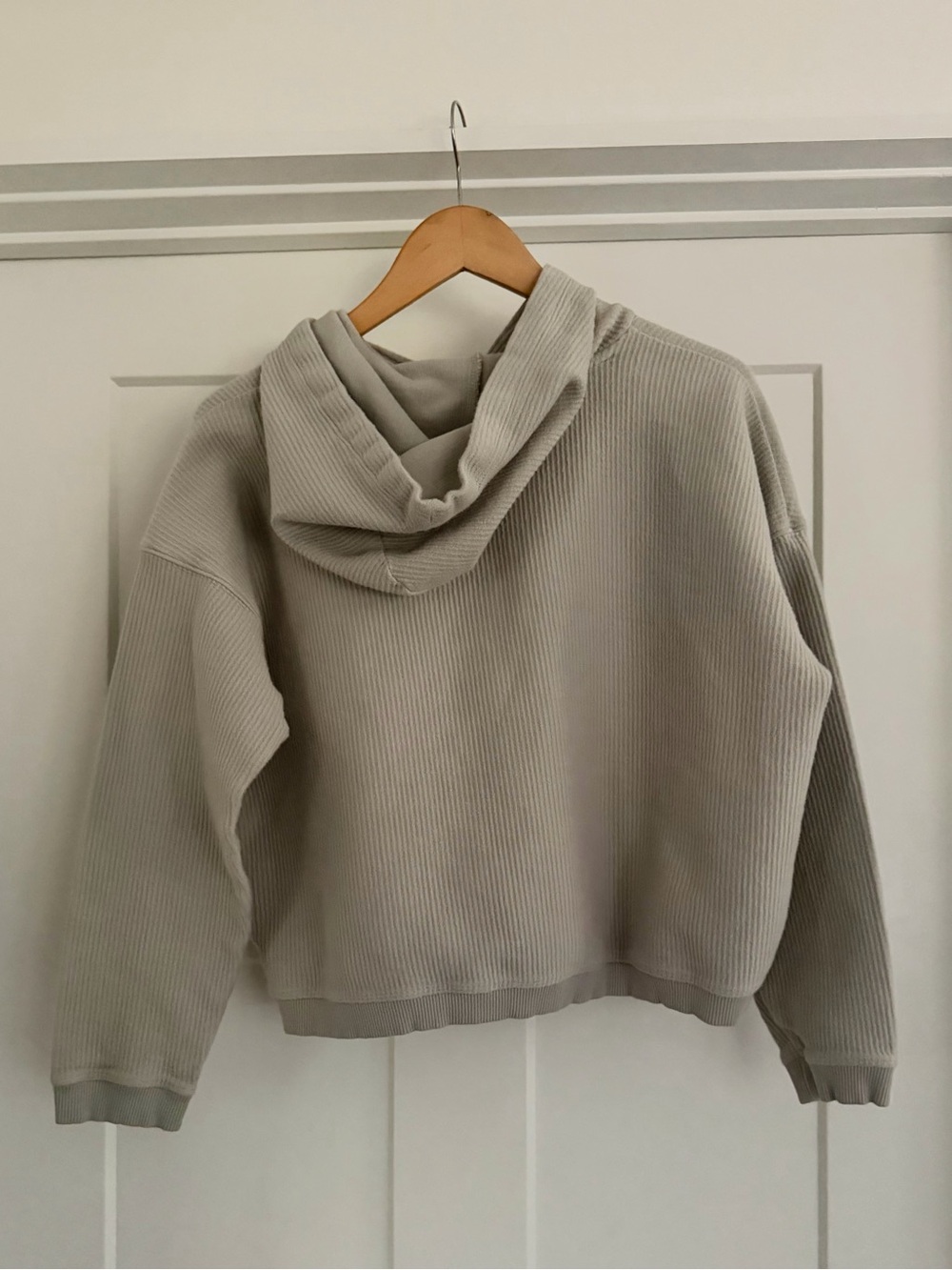 Aerie Sage Green Corded Ottoman Ribbed Oversized Hoodie Pullover Sweatshirt L